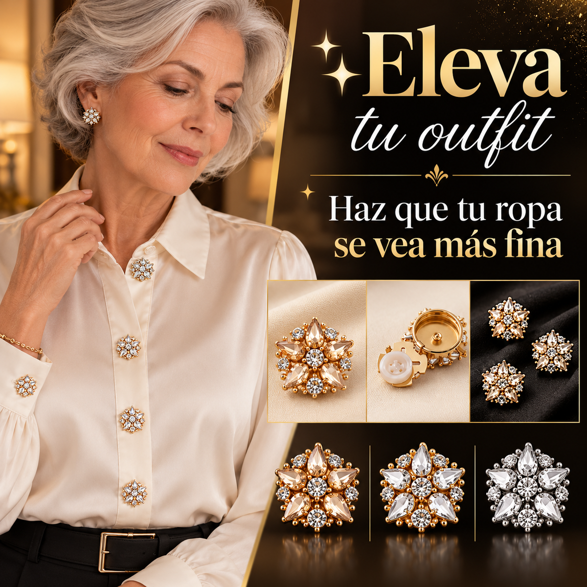 Set x5 Cubre botones Joya con Pedrería · Elegancia Instantánea