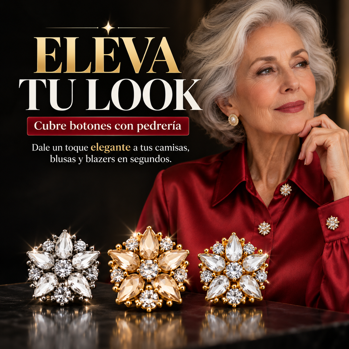 Set x5 Cubre botones Joya con Pedrería · Elegancia Instantánea