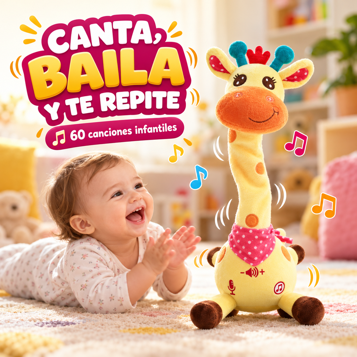 Jirafa de Peluche Interactiva — Canta, Baila y Repite