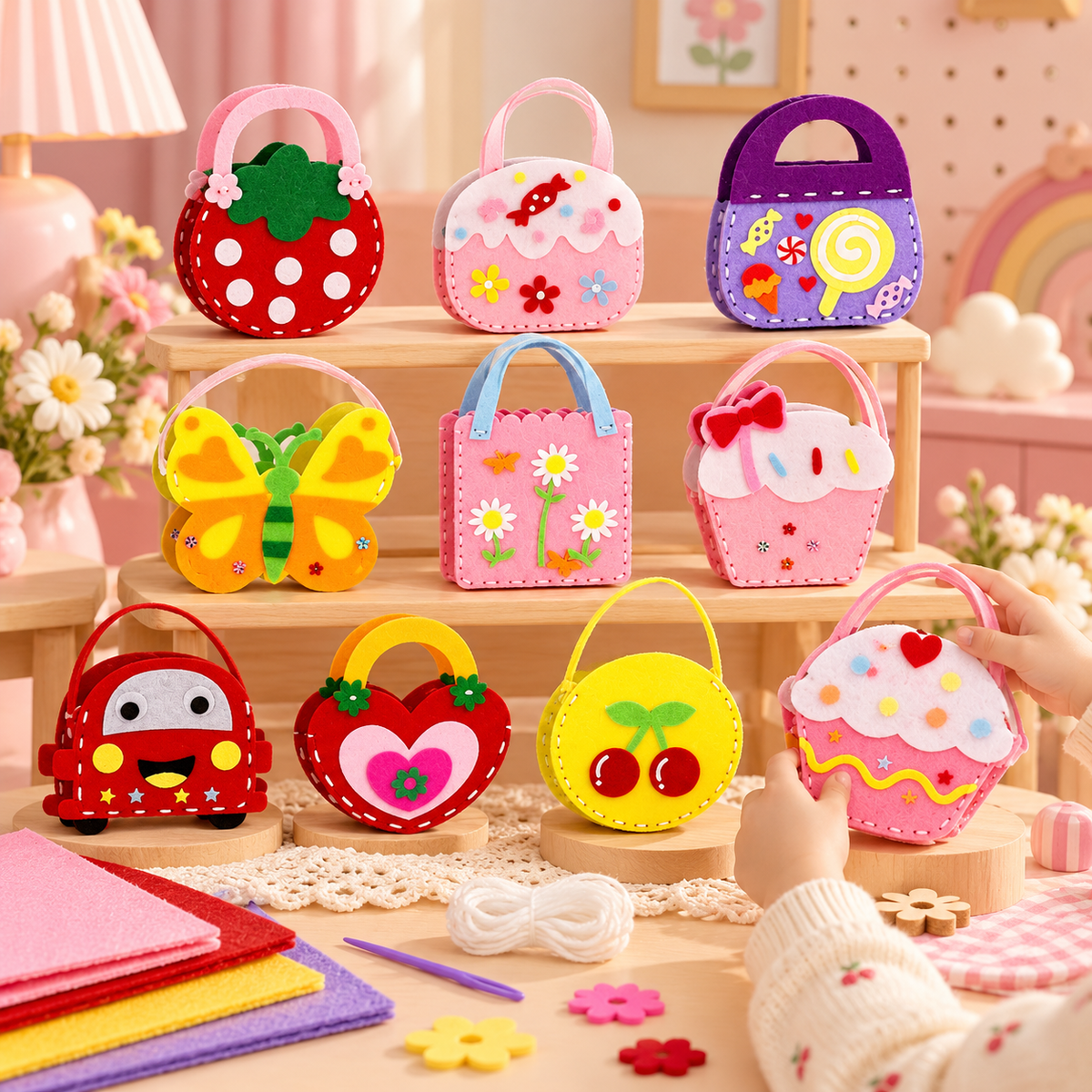 Kit de Costura Creativa: x6 Bolsos para Niñas