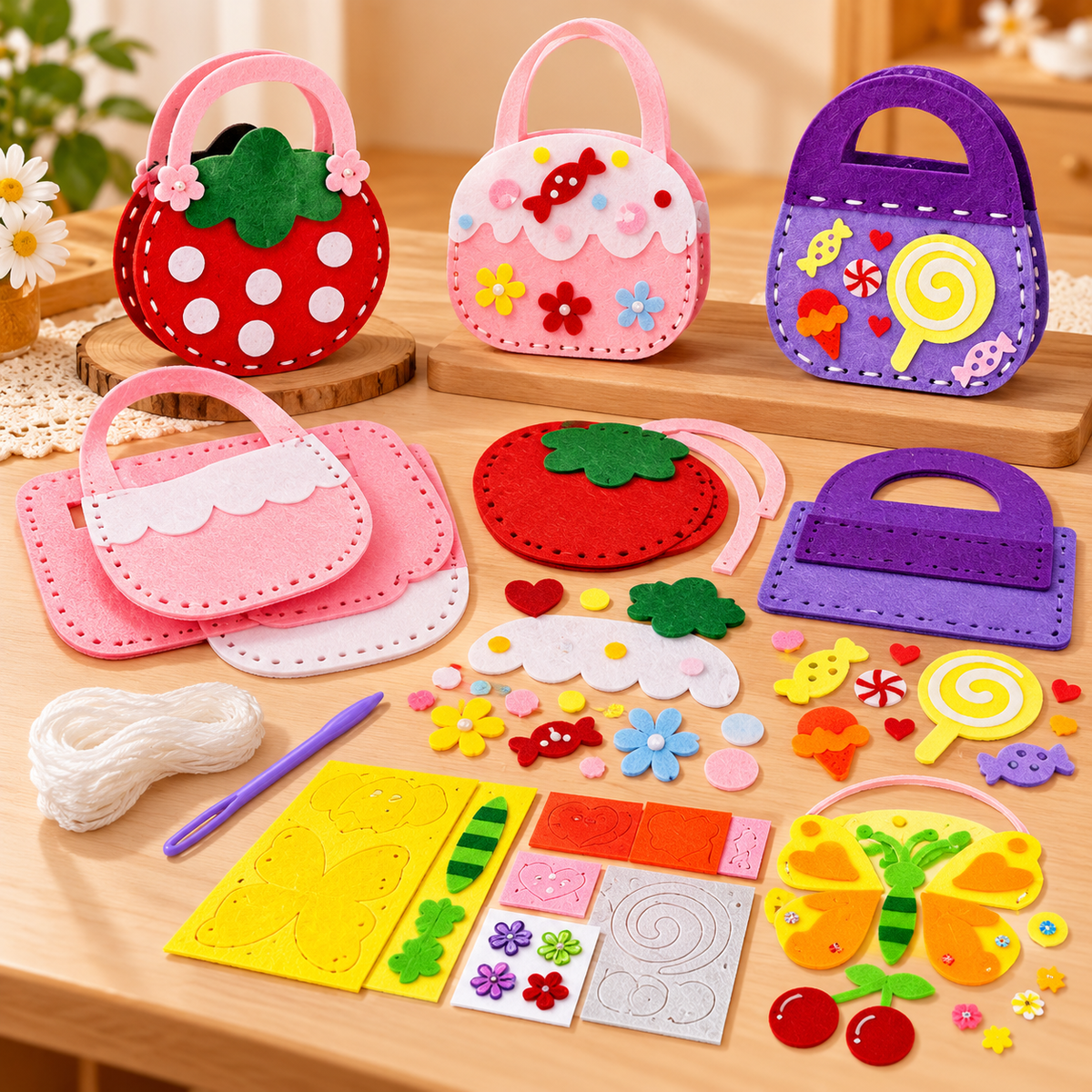 Kit de Costura Creativa: x6 Bolsos para Niñas