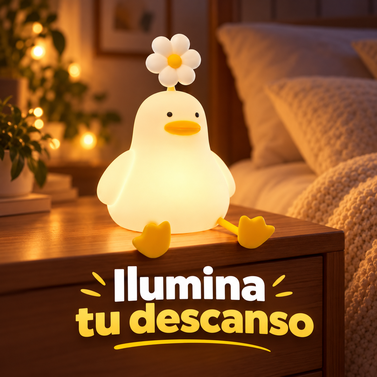 Patito Bloom — Lámpara Suave 2 en 1 con Base de Celu