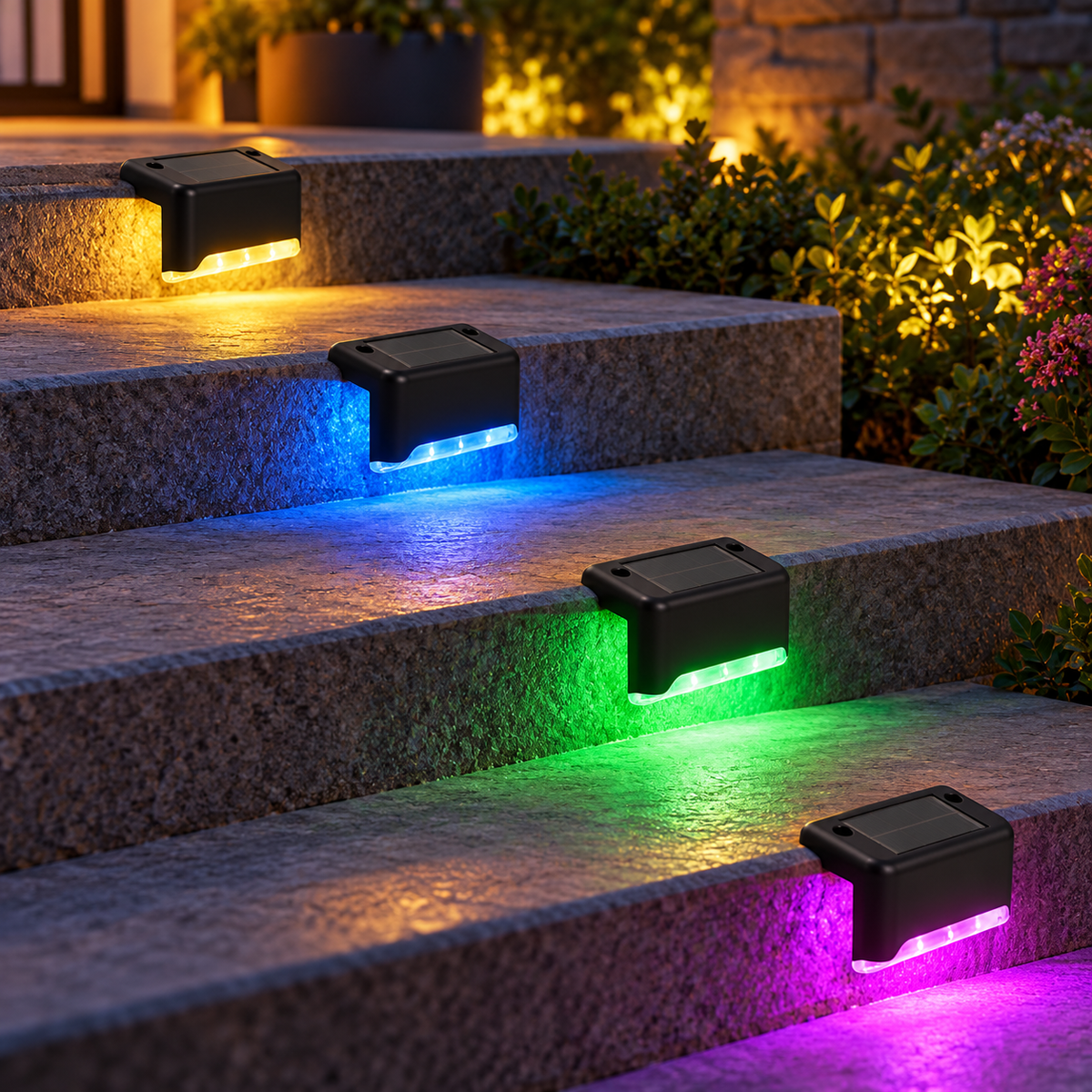 Luz Nocturna Solar RGB x4 — Ambiente sin Cables