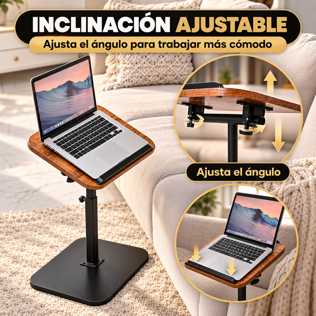 Mesa Tipo C Ajustable — Tu Escritorio en el Sofá o la Cama