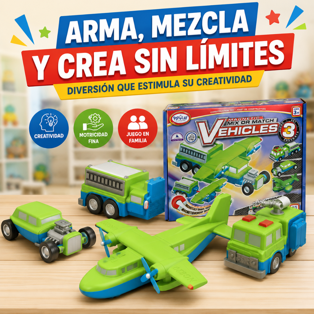 Set 3 en 1 de Vehículos Magnéticos