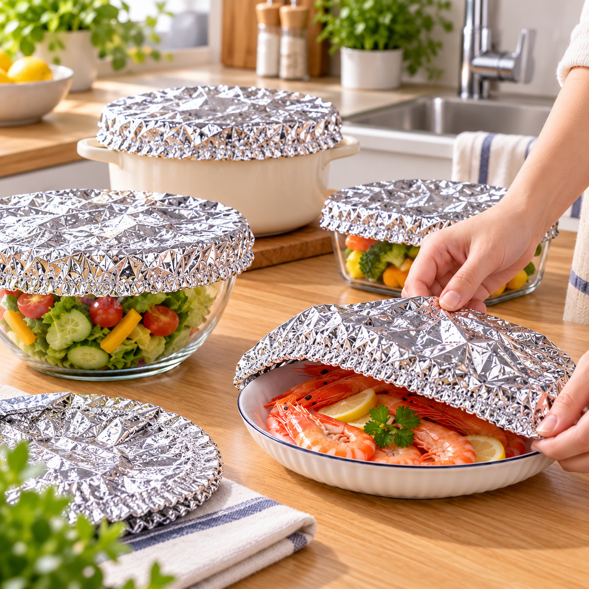 Set x50 Cubiertas de Aluminio Térmico para Alimentos