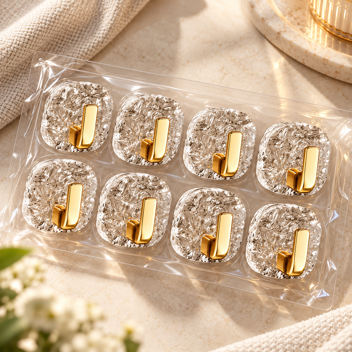 Set x8 Ganchos Adhesivos Decorativos - Sin Perforar paredes