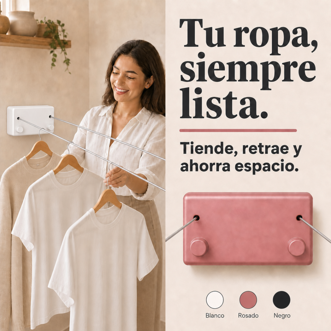 Tendedero Retractil Doble - Listo para Usar sin Perforar