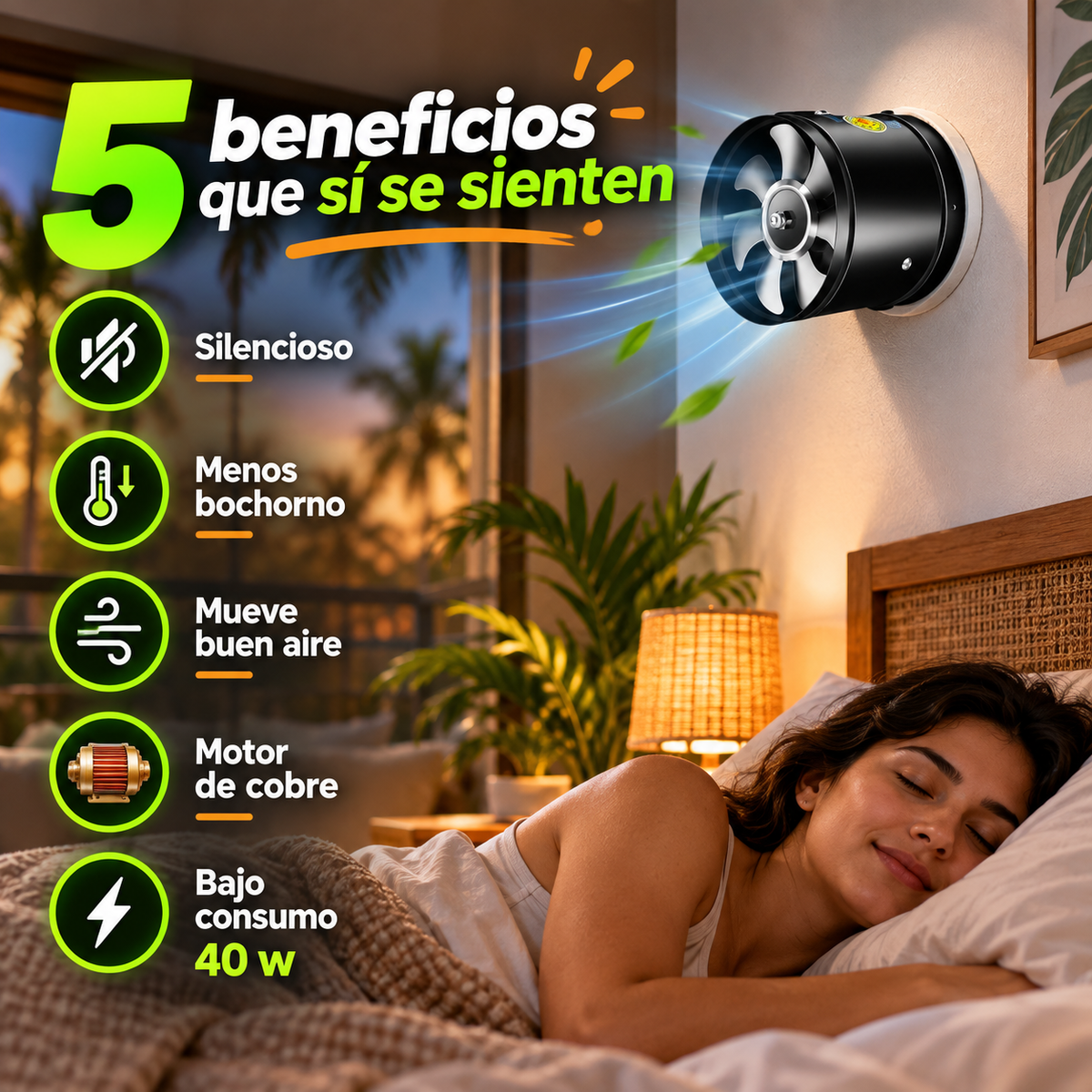 EXTRACTOR SILENCIOSO: Saca el calor del cuarto sin meter más ruido