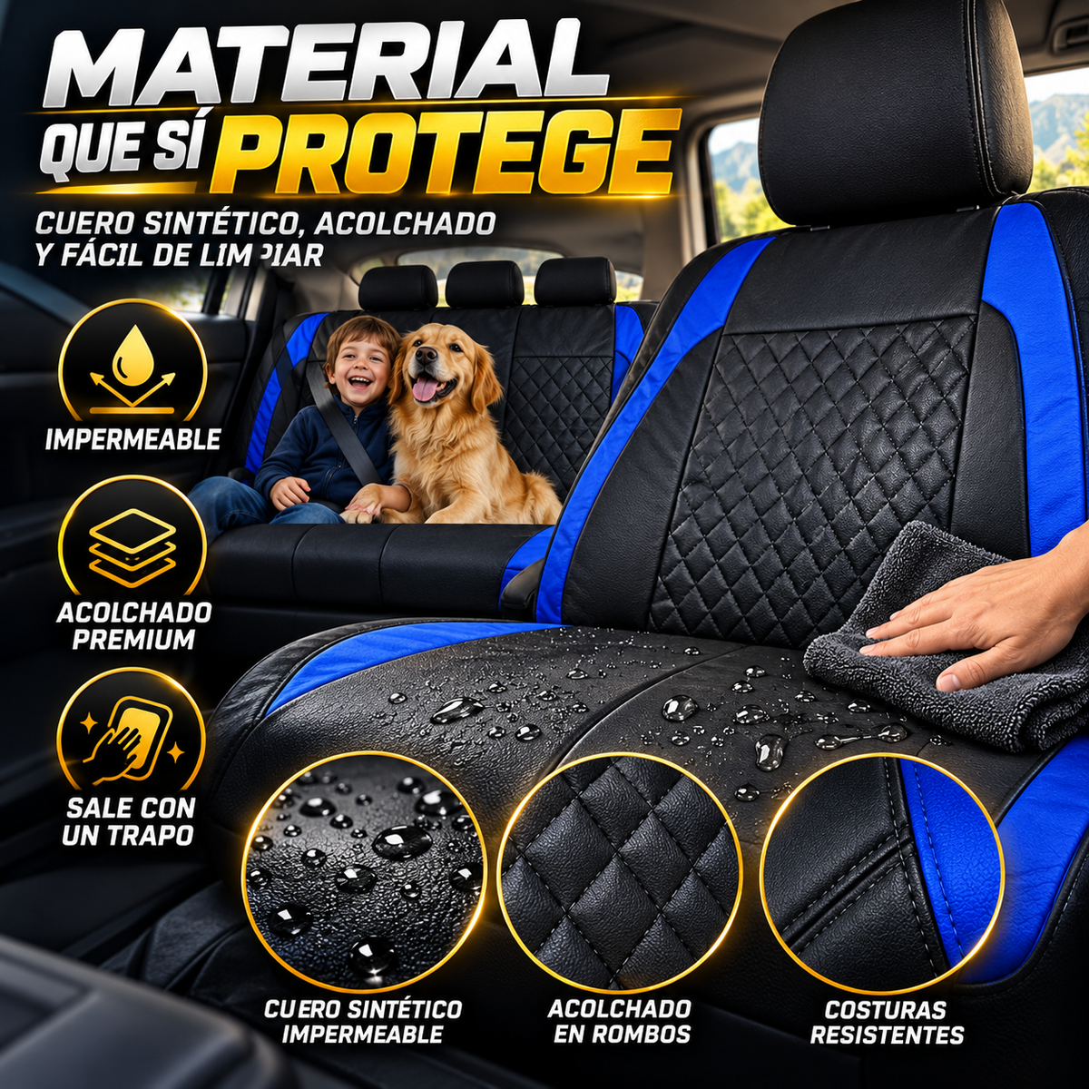 SET X 5 FORROS DE AUTO: PROTEGE TUS ASIENTOS DEL CAOS DIARIO