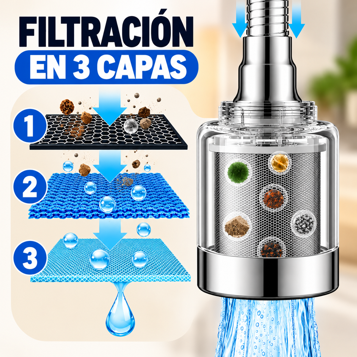 filtro de acero inoxidable para grifo universal